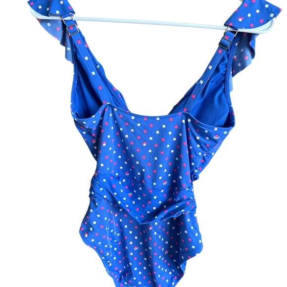 Lilly Pulitzer Delphie Borealis Blue Lilly Squared One Piece Swimsuit - Picture 13 of 15